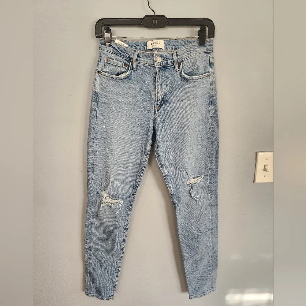 AGOLDE light blue wash distressed skinny jeans size 26 - Picture 1 of 7